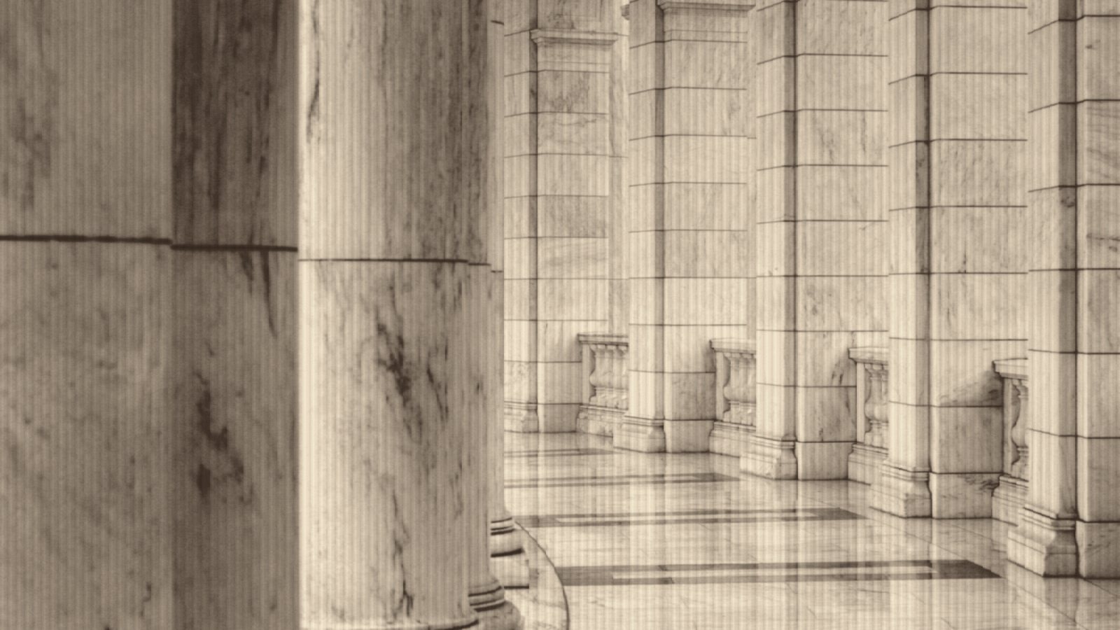Minimalist photography of hallway between columns